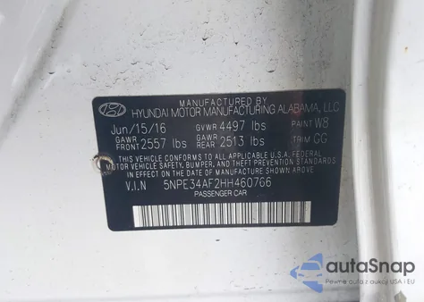 2017 Hyundai Sonata Sport/Limited из США, поврежденный, VIN 5NPE34AF2HH460766